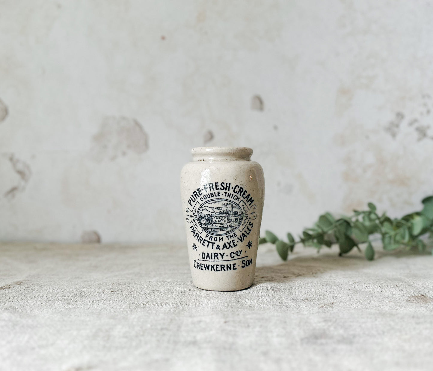 Antique Parrett & Axe Vales English Cream Pot - Crewkerne, Somerset