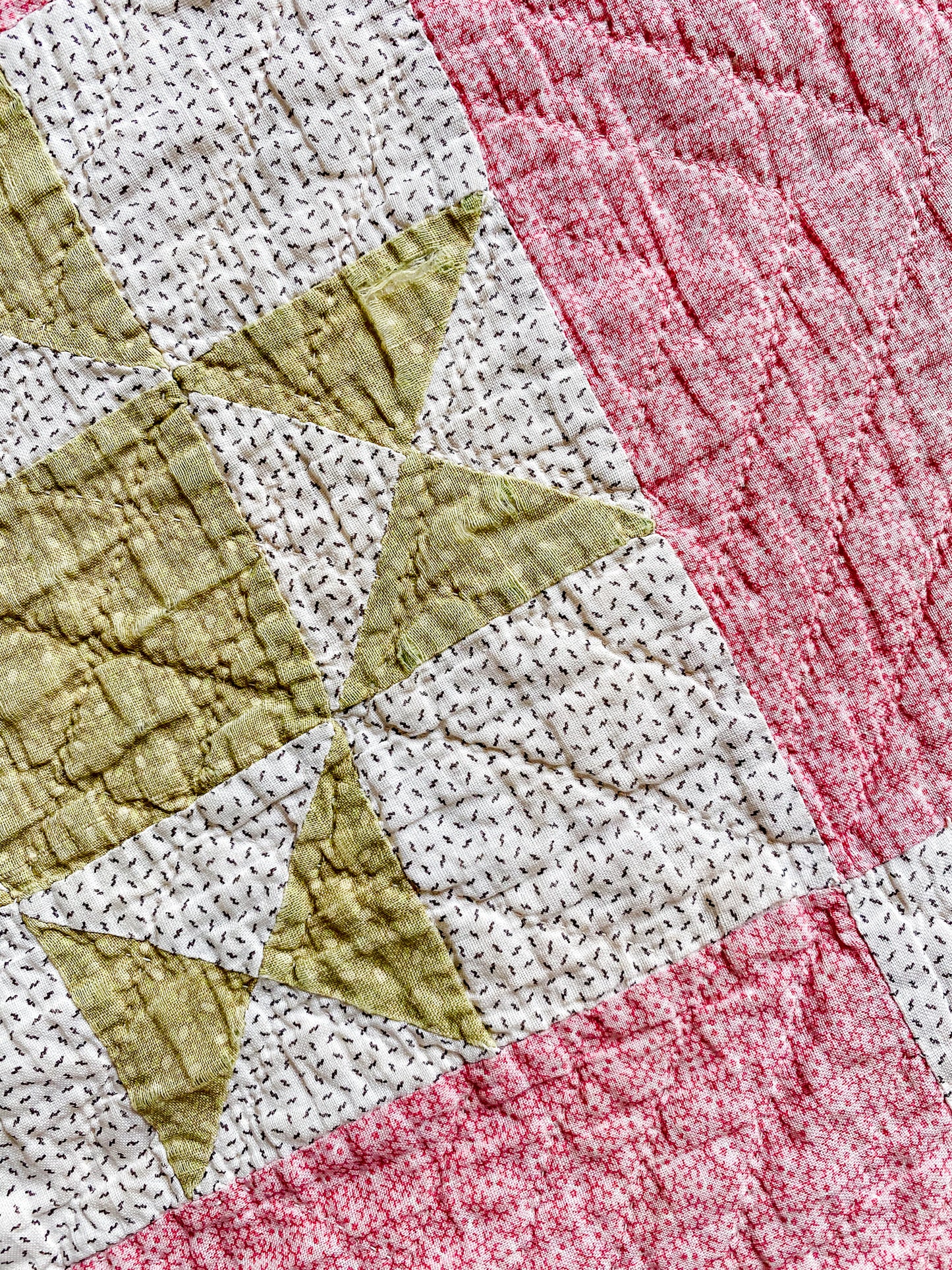 Antique Pink & Green Ohio Star Quilt
