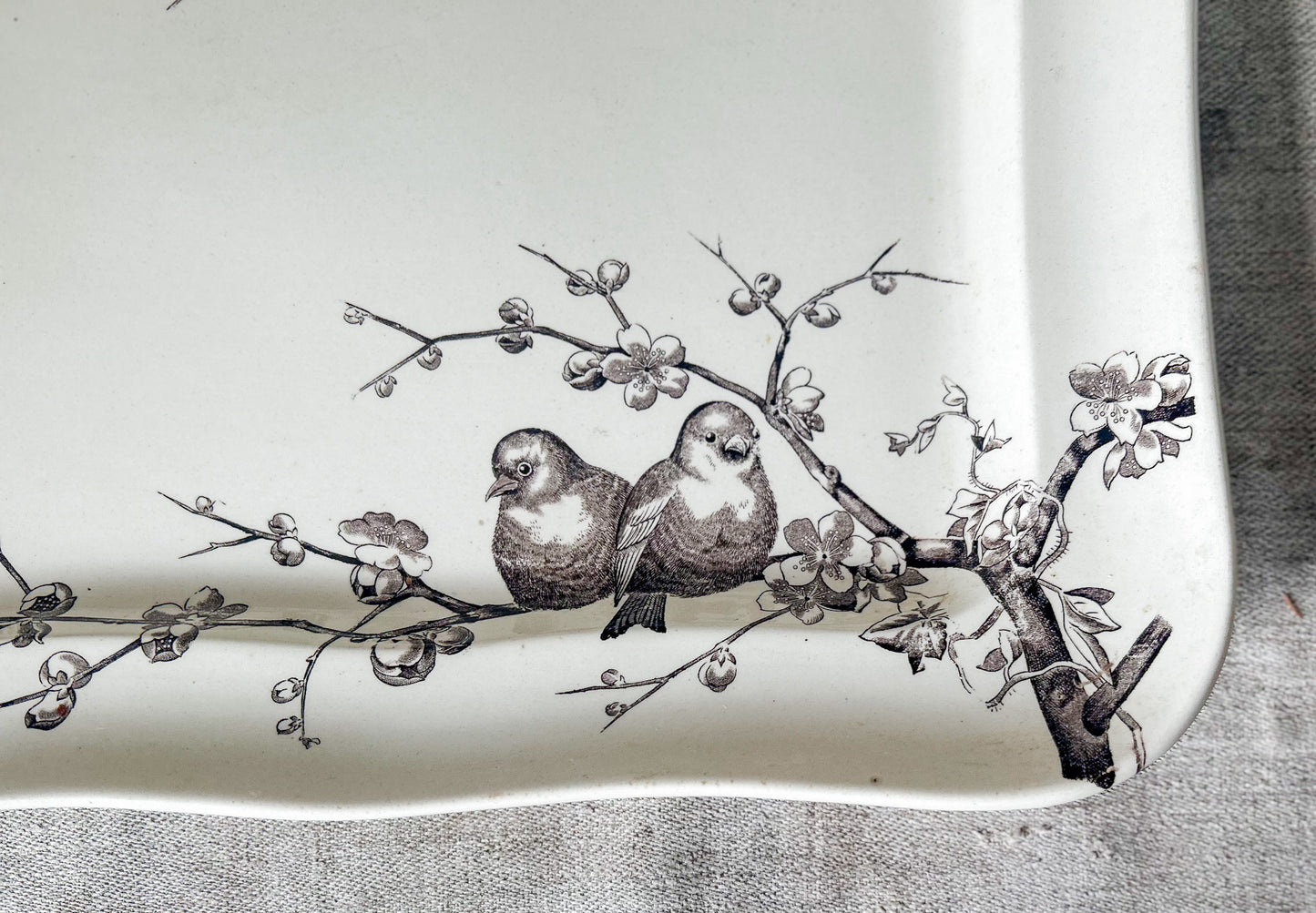 Antique George Jones & Son Large Ironstone Bird Platter, c1880
