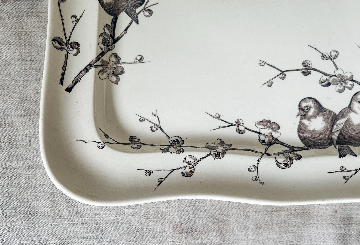 Antique George Jones & Son Large Ironstone Bird Platter, c1880