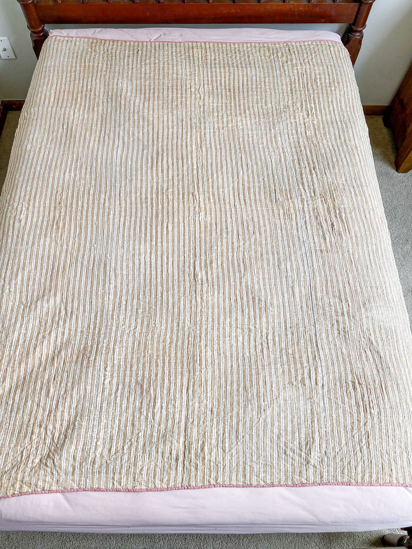 Antique Pink & Green Ohio Star Quilt
