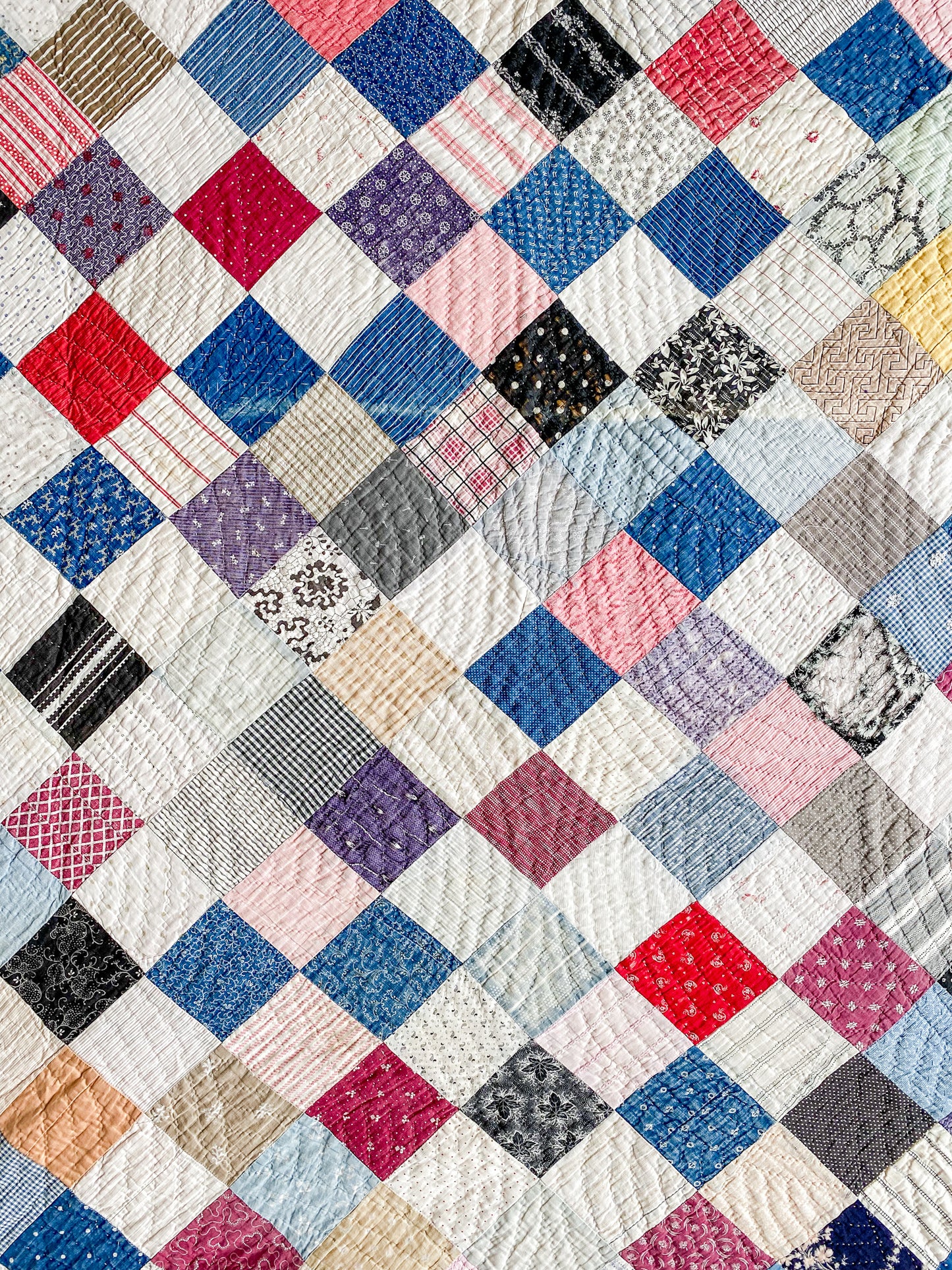Antique Square on Point Patchwork Quilt, c1910