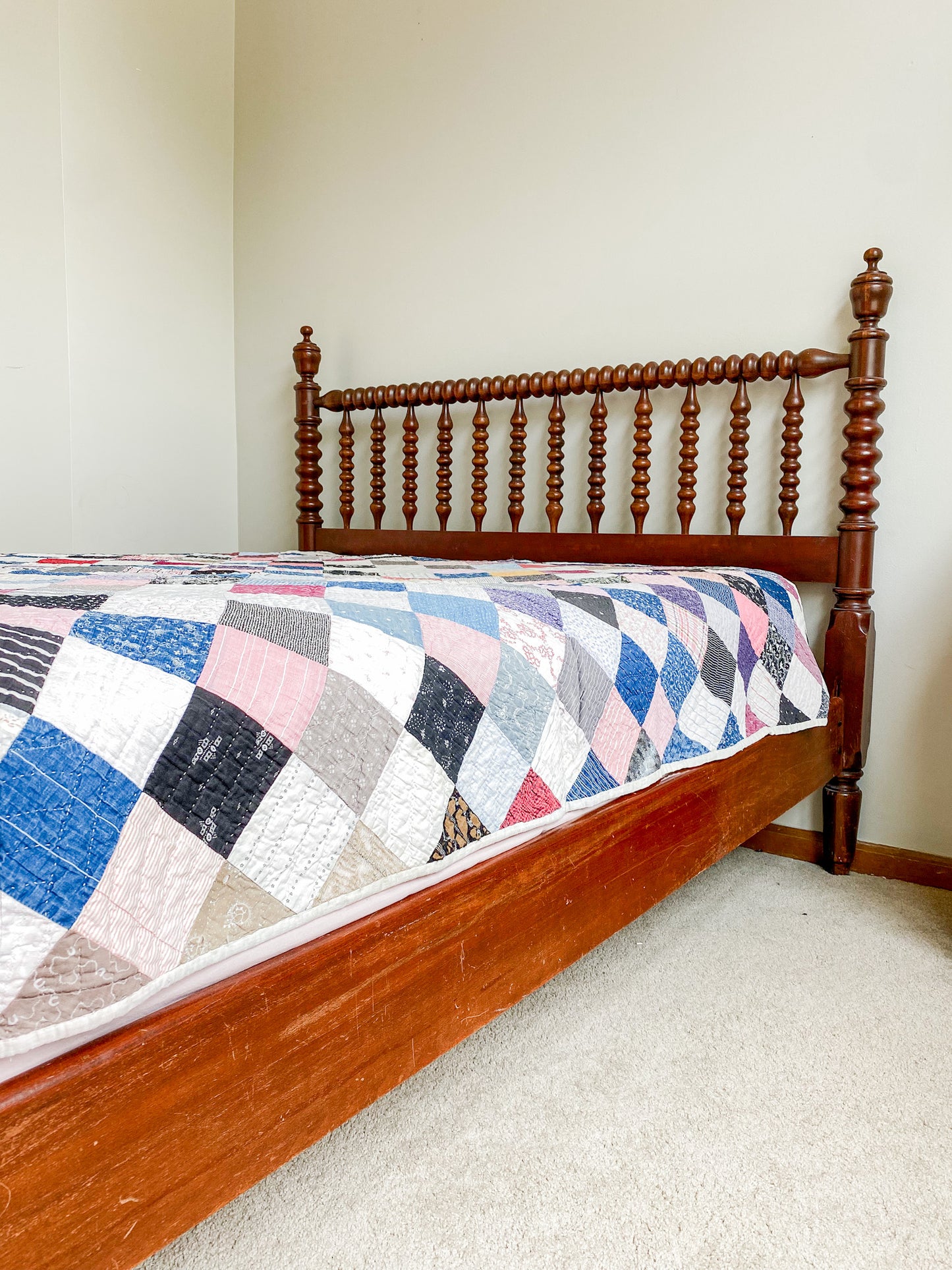 Antique Square on Point Patchwork Quilt, c1910