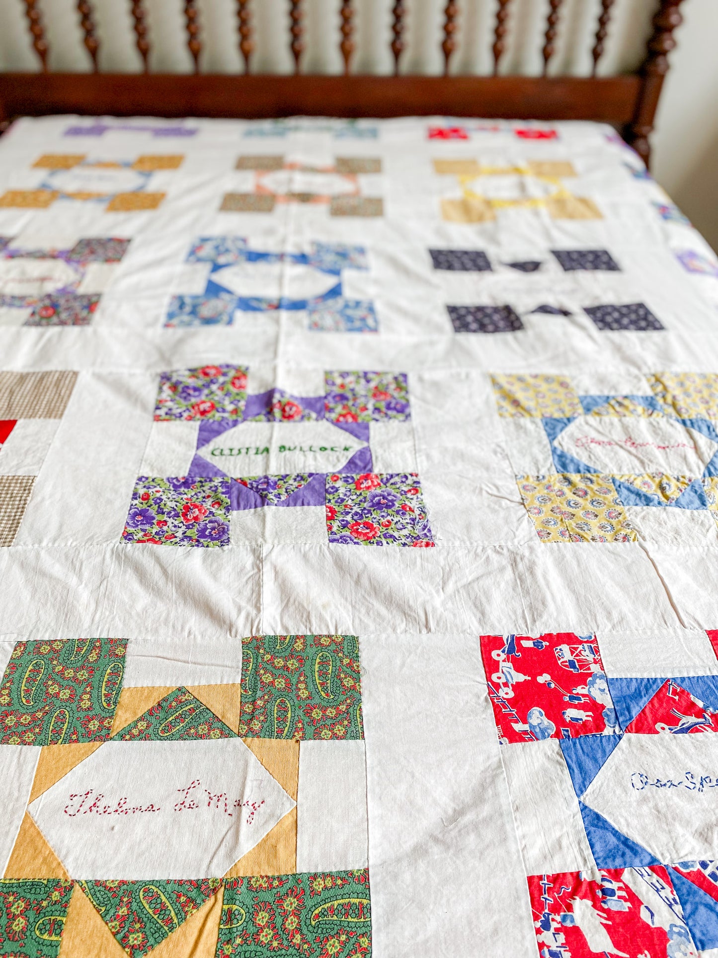 Vintage Signature Friendship Quilt TOP, c1950