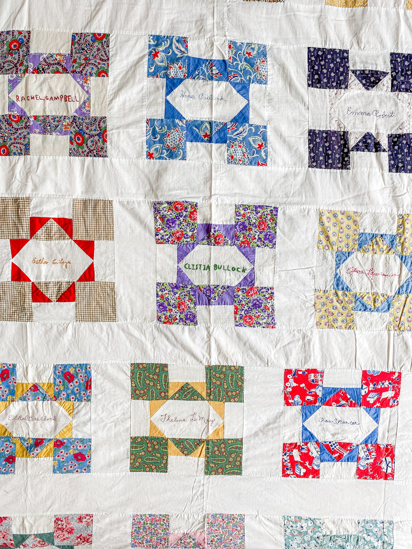 Vintage Signature Friendship Quilt TOP, c1950