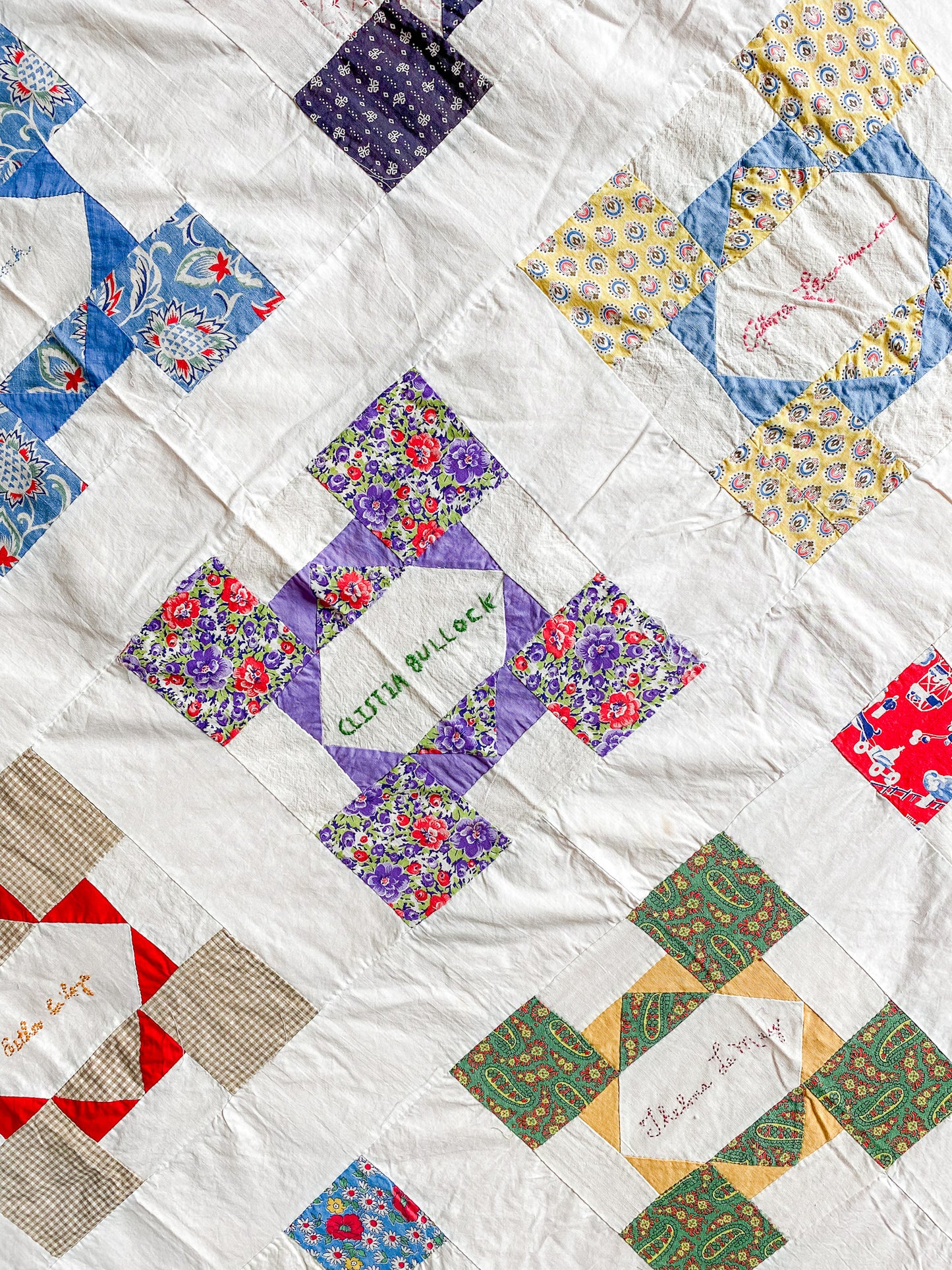 Vintage Signature Friendship Quilt TOP, c1950