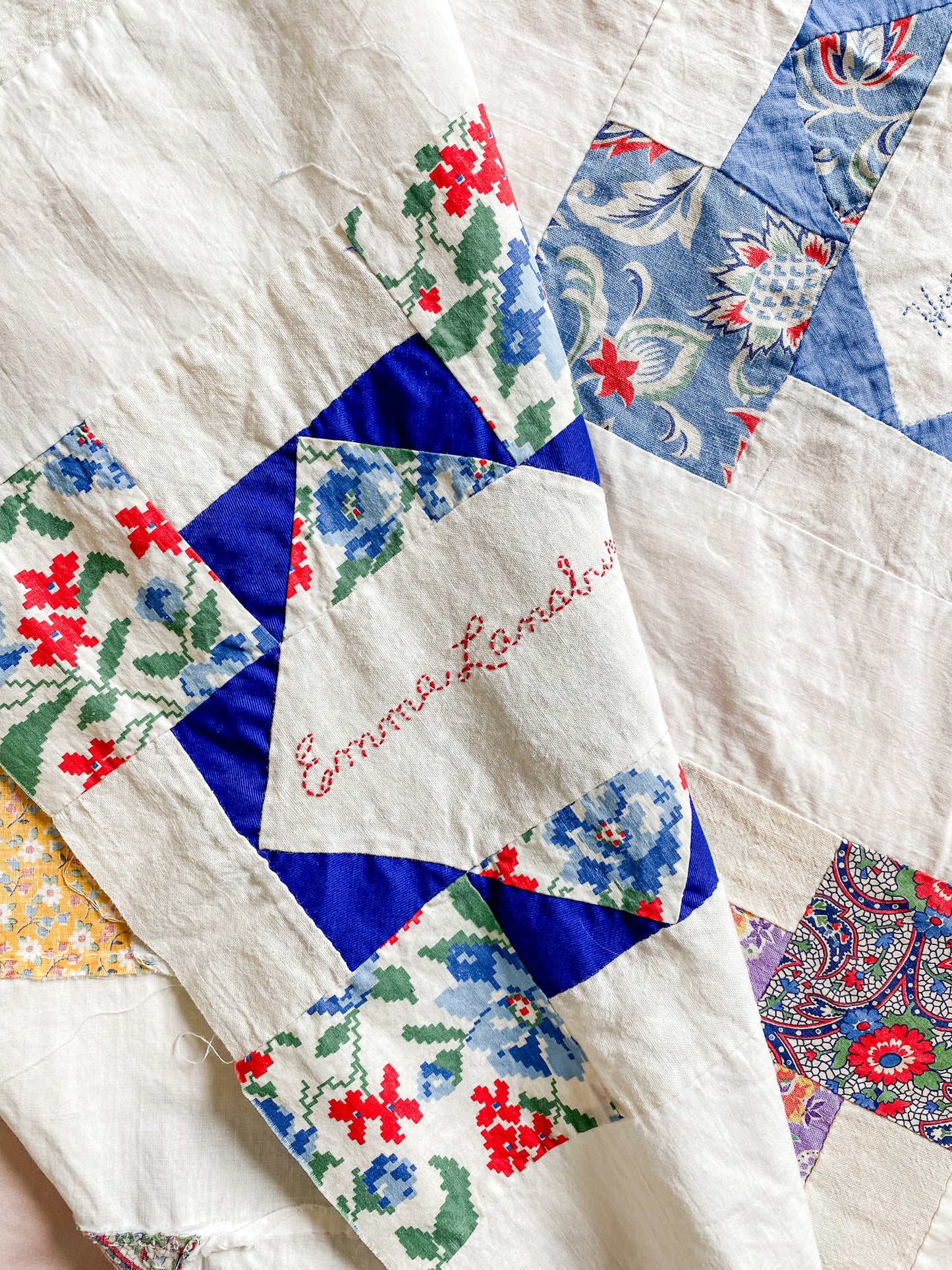 Vintage Signature Friendship Quilt TOP, c1950