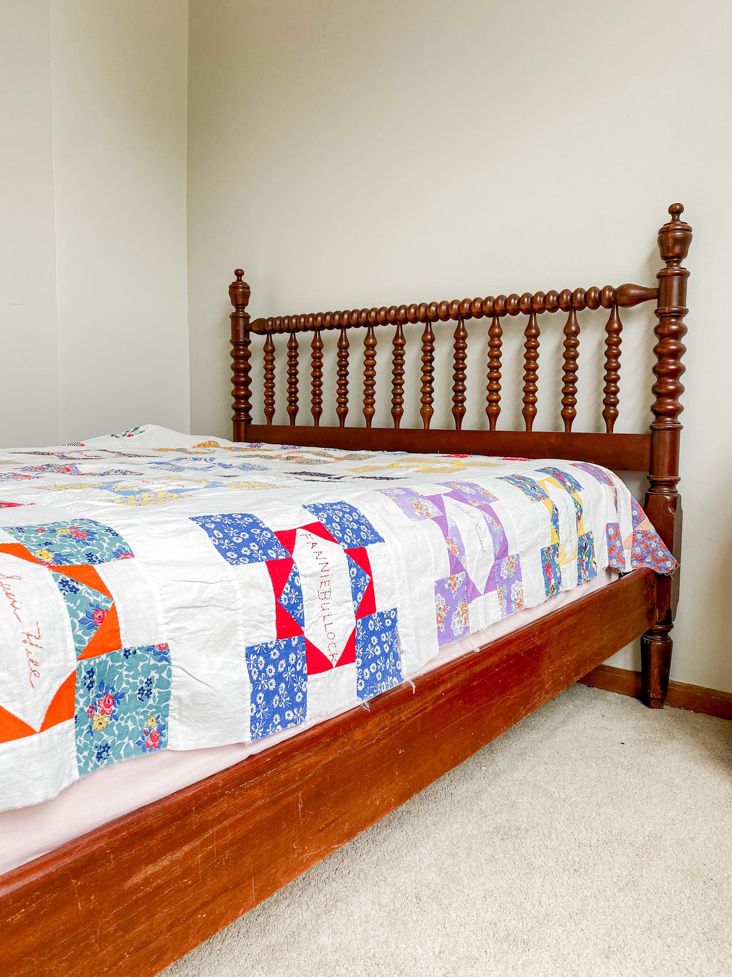 Vintage Signature Friendship Quilt TOP, c1950