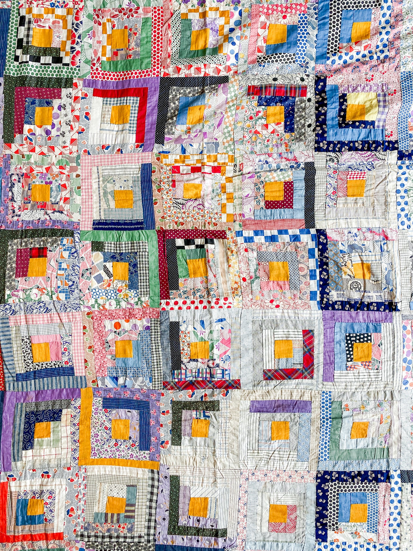 Vintage Log Cabin Quilt TOP, c1930