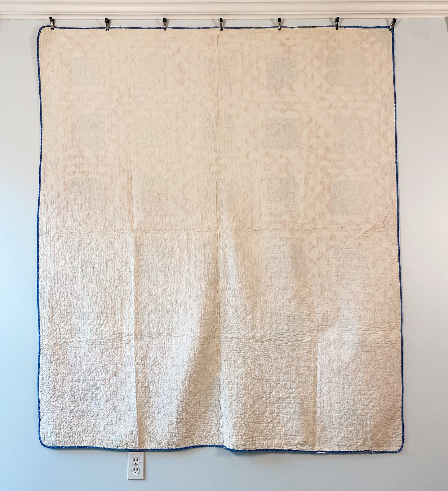 Antique Red White and Blue Ocean Waves Quilt, c1920