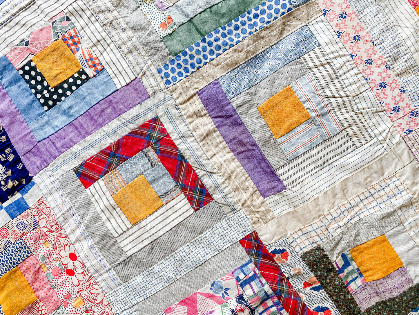 Vintage Log Cabin Quilt TOP, c1930