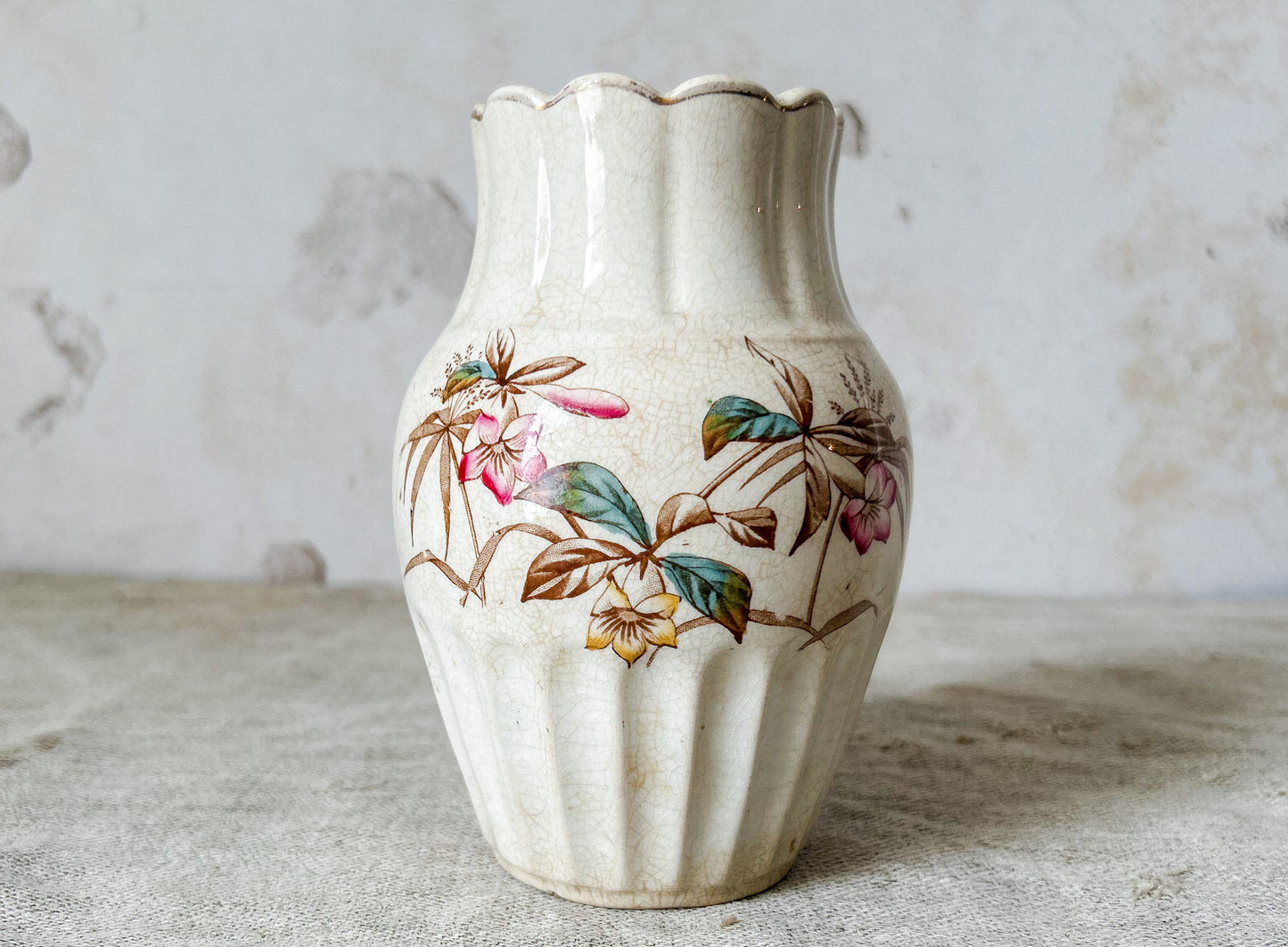 Antique Henry Alcock & Co Floral Ironstone Vase
