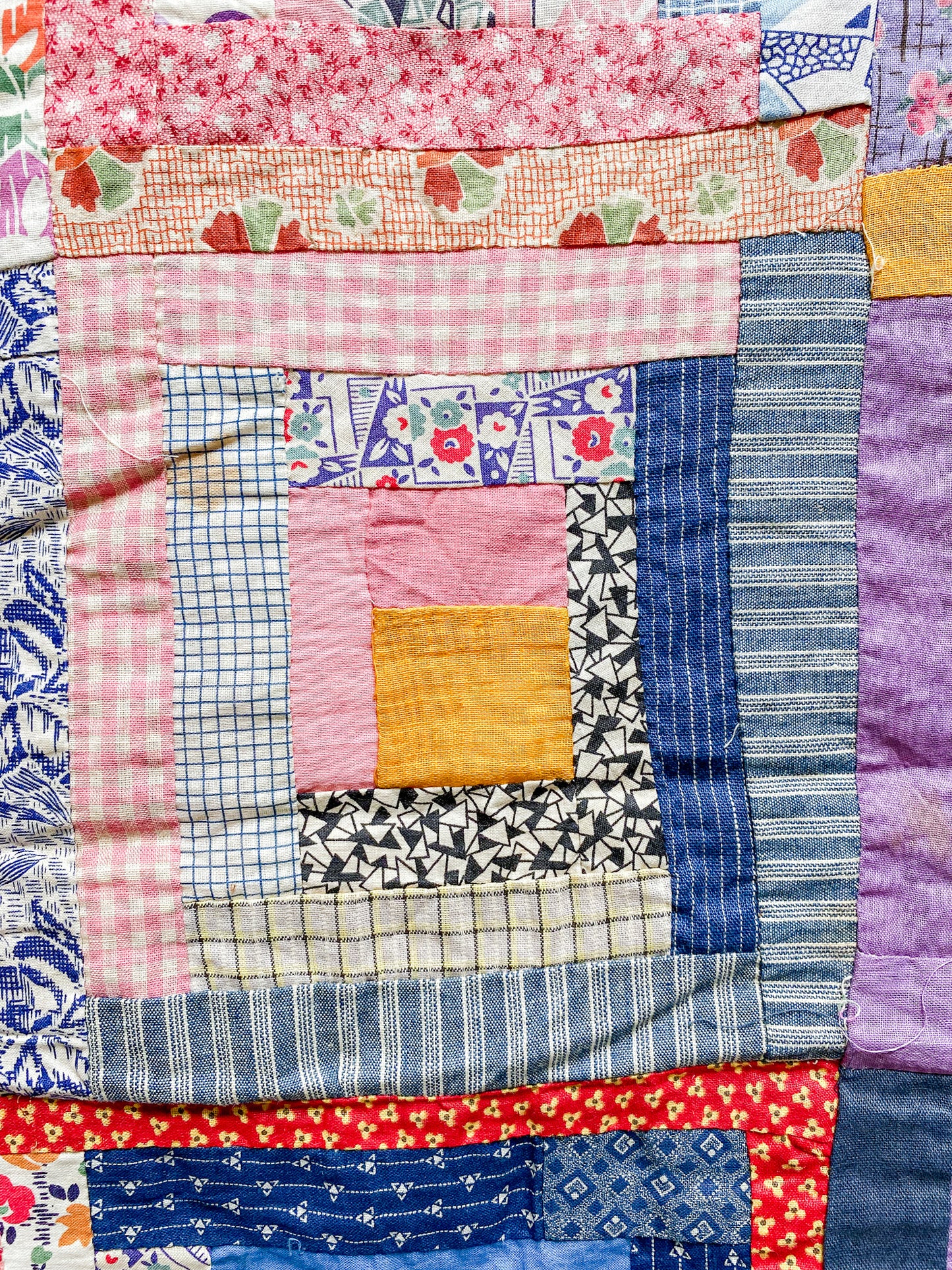 Vintage Log Cabin Quilt TOP, c1930