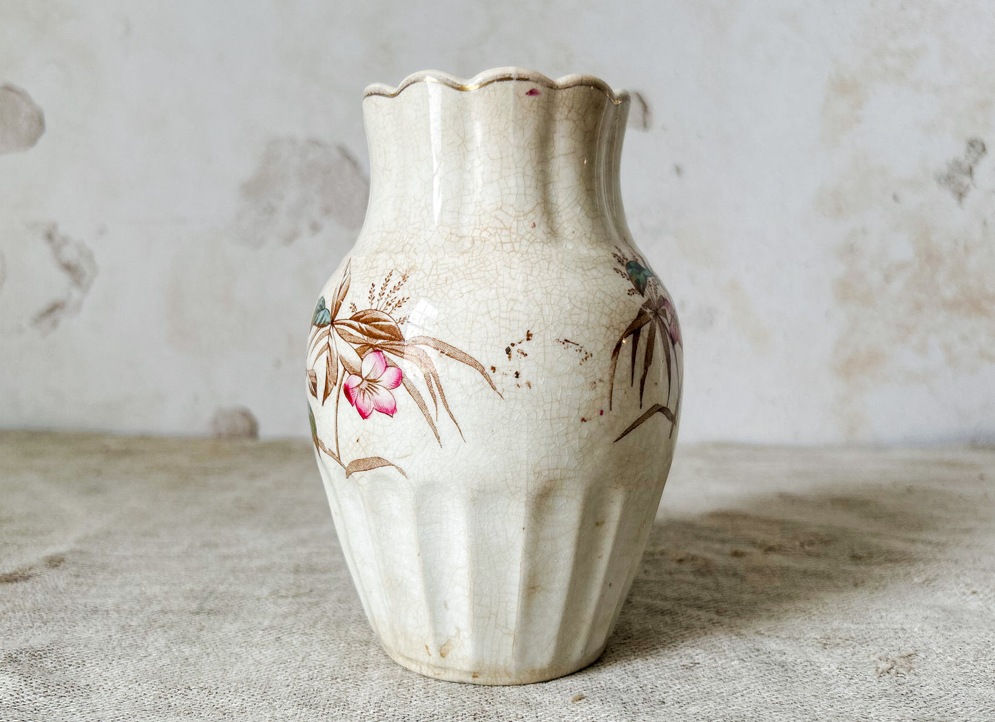 Antique Henry Alcock & Co Floral Ironstone Vase