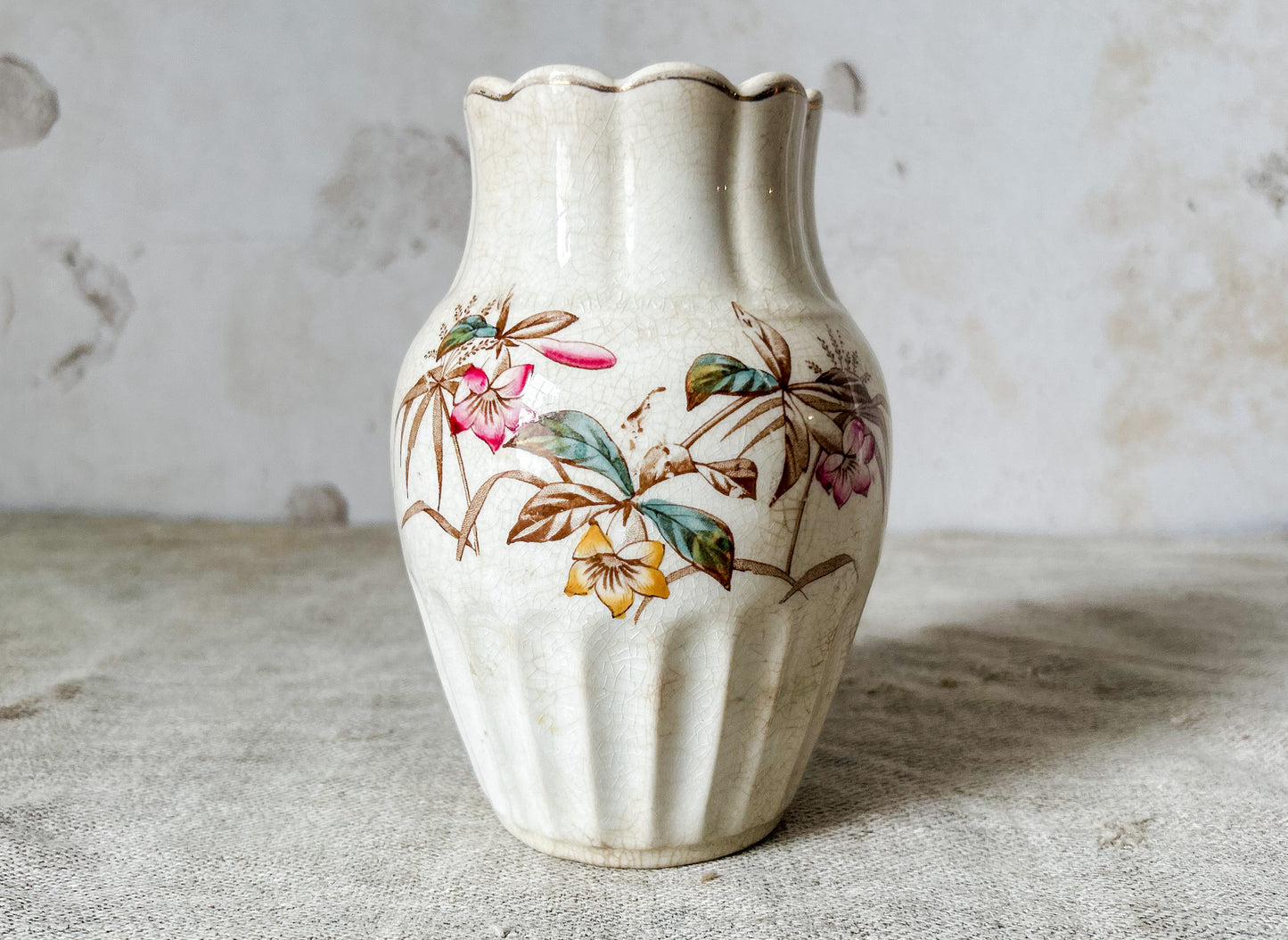 Antique Henry Alcock & Co Floral Ironstone Vase