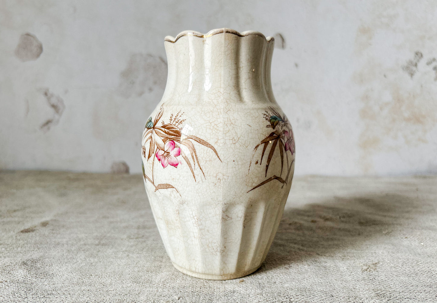 Antique Henry Alcock & Co Floral Ironstone Vase