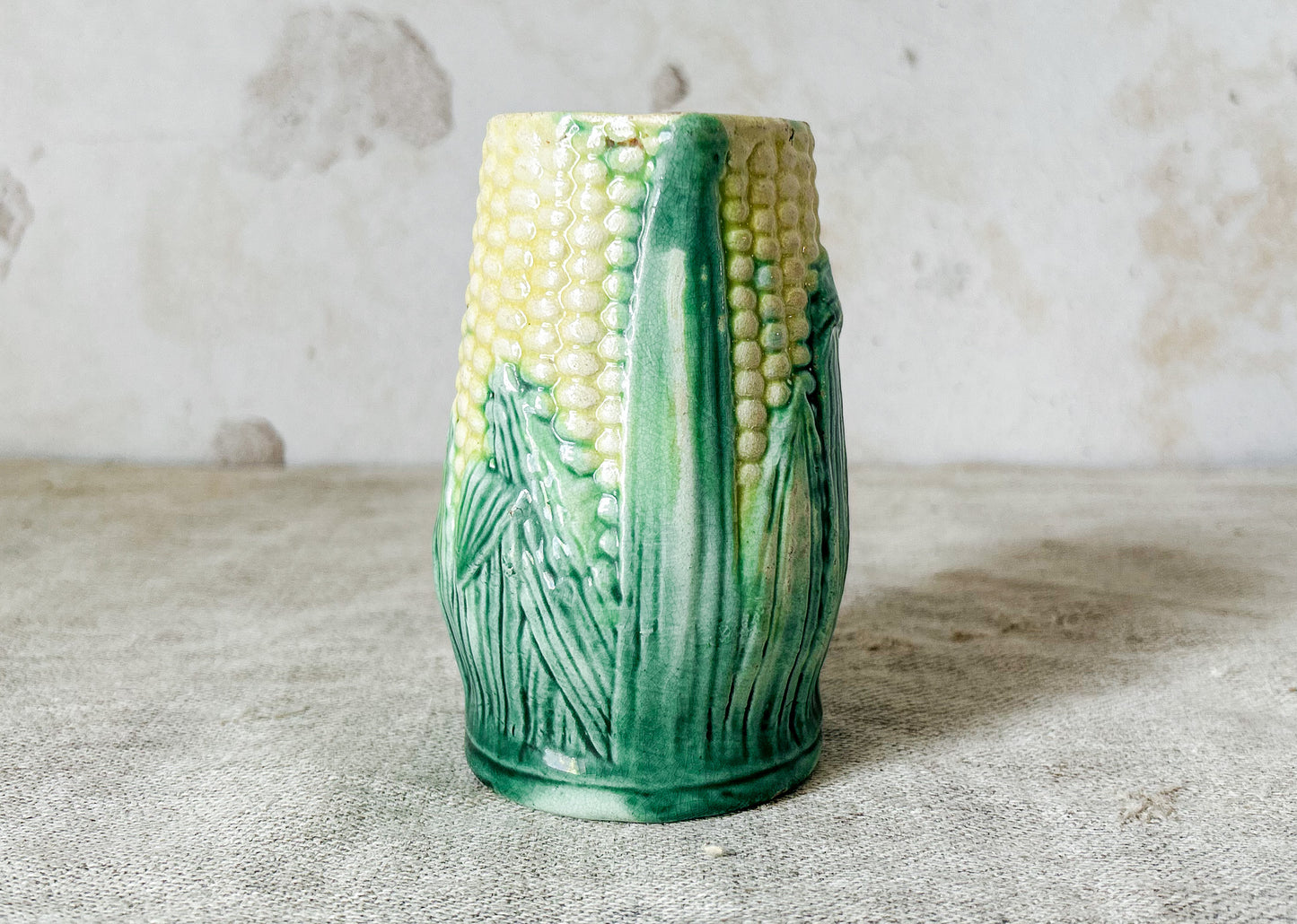 Antique Majolica Corn Creamer Pitcher