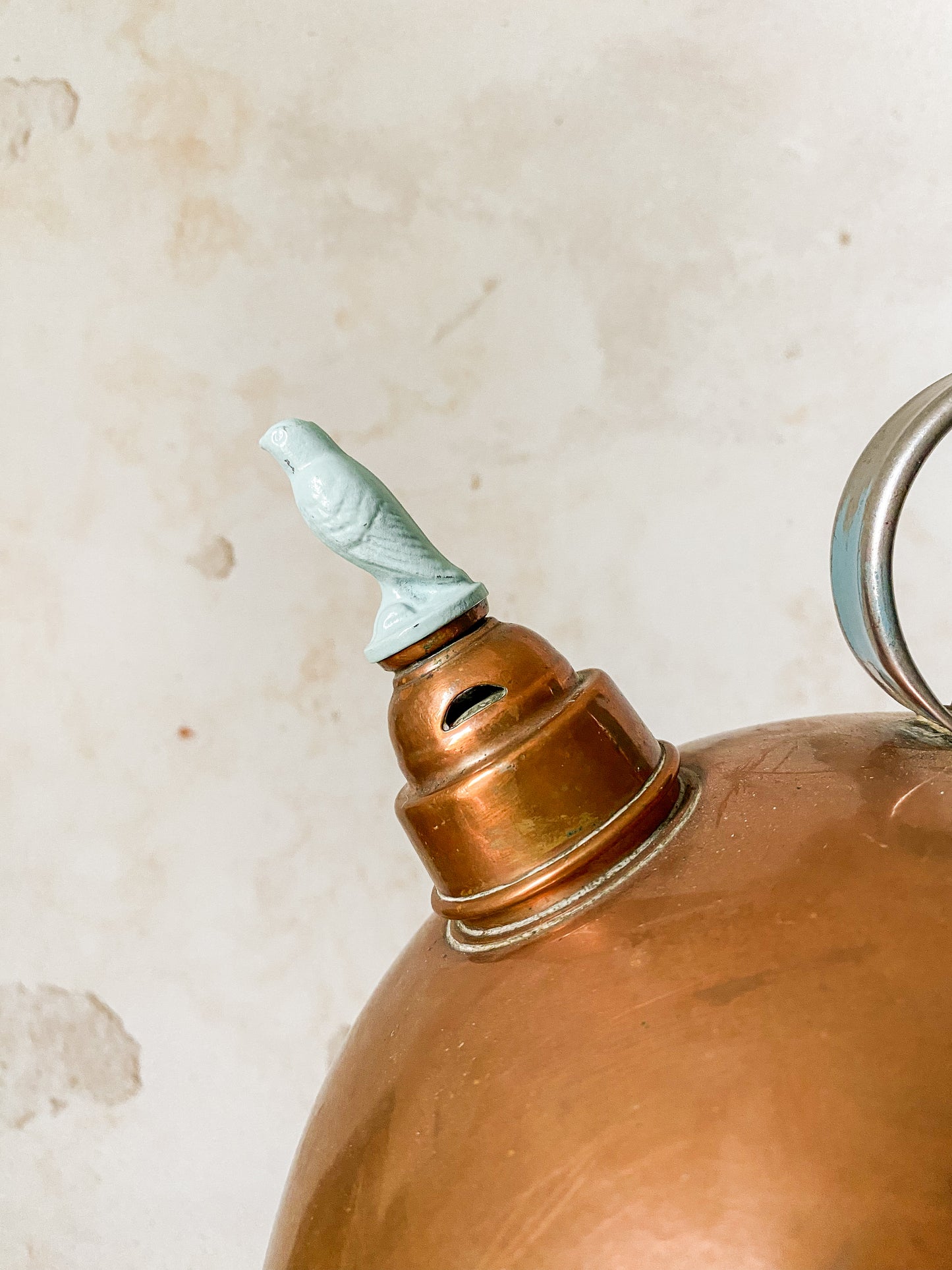 Vintage Art Deco Copper Kettle with Bird Whistle