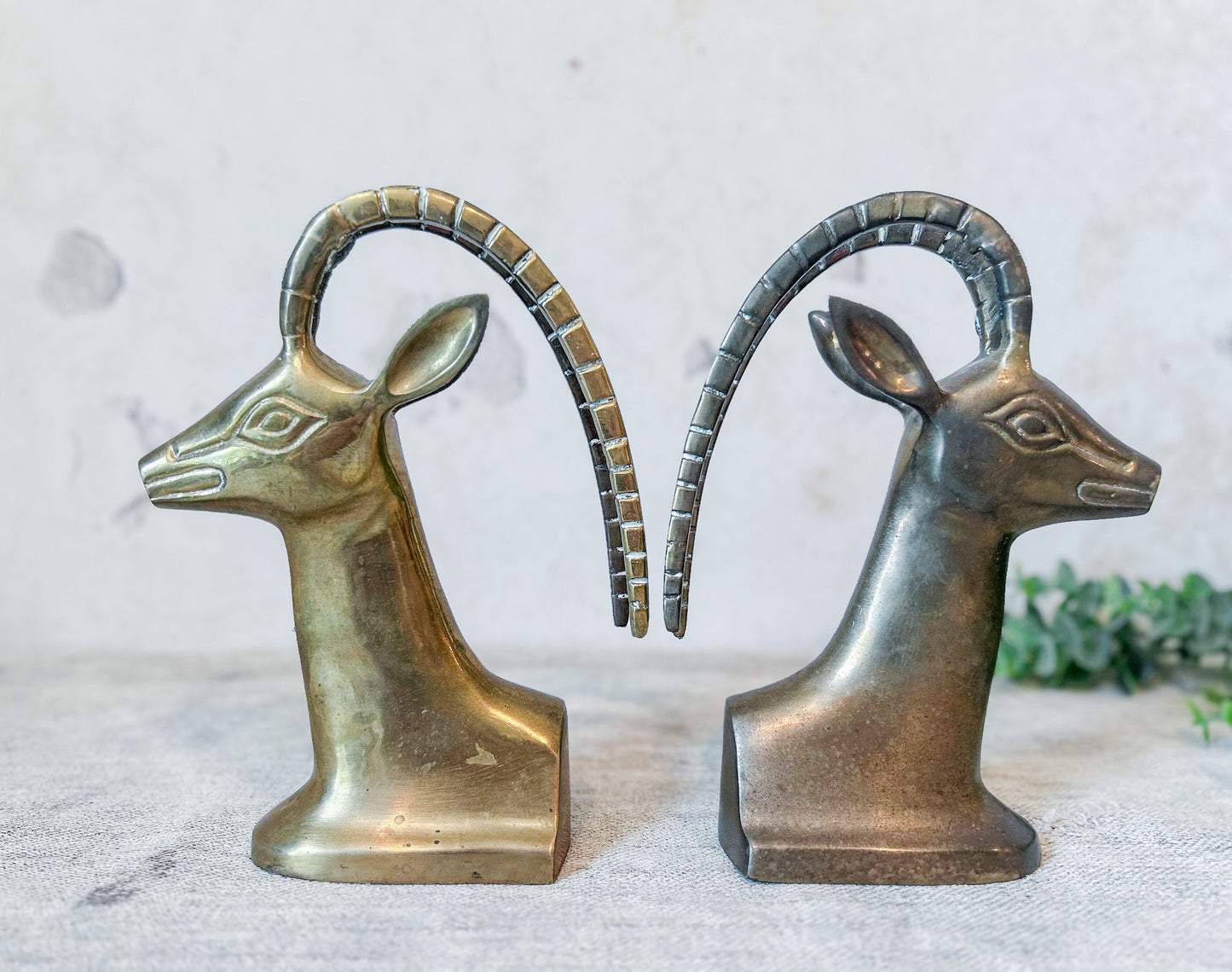 Vintage Brass Antelope Gazelle Bookends