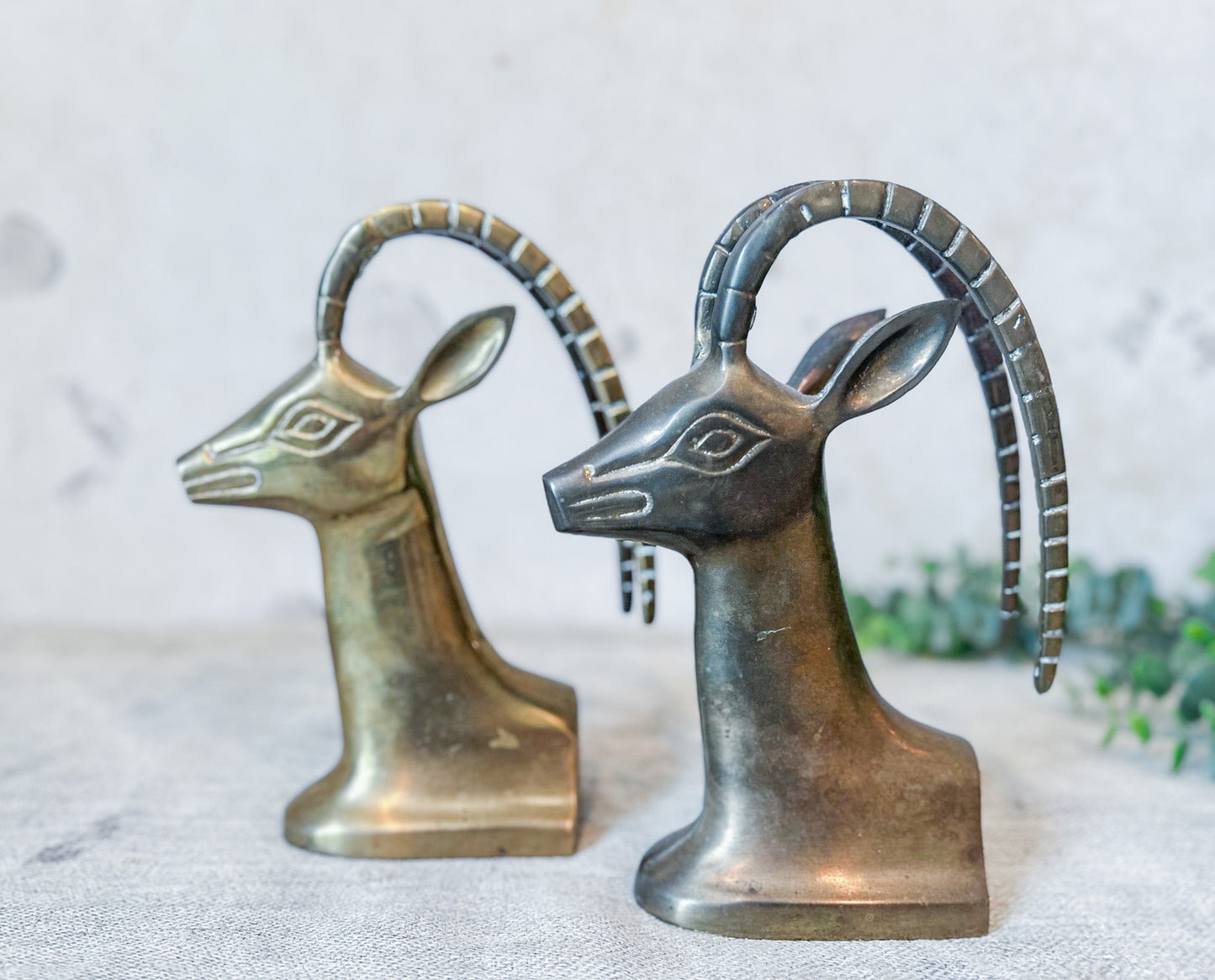 Vintage Brass Antelope Gazelle Bookends
