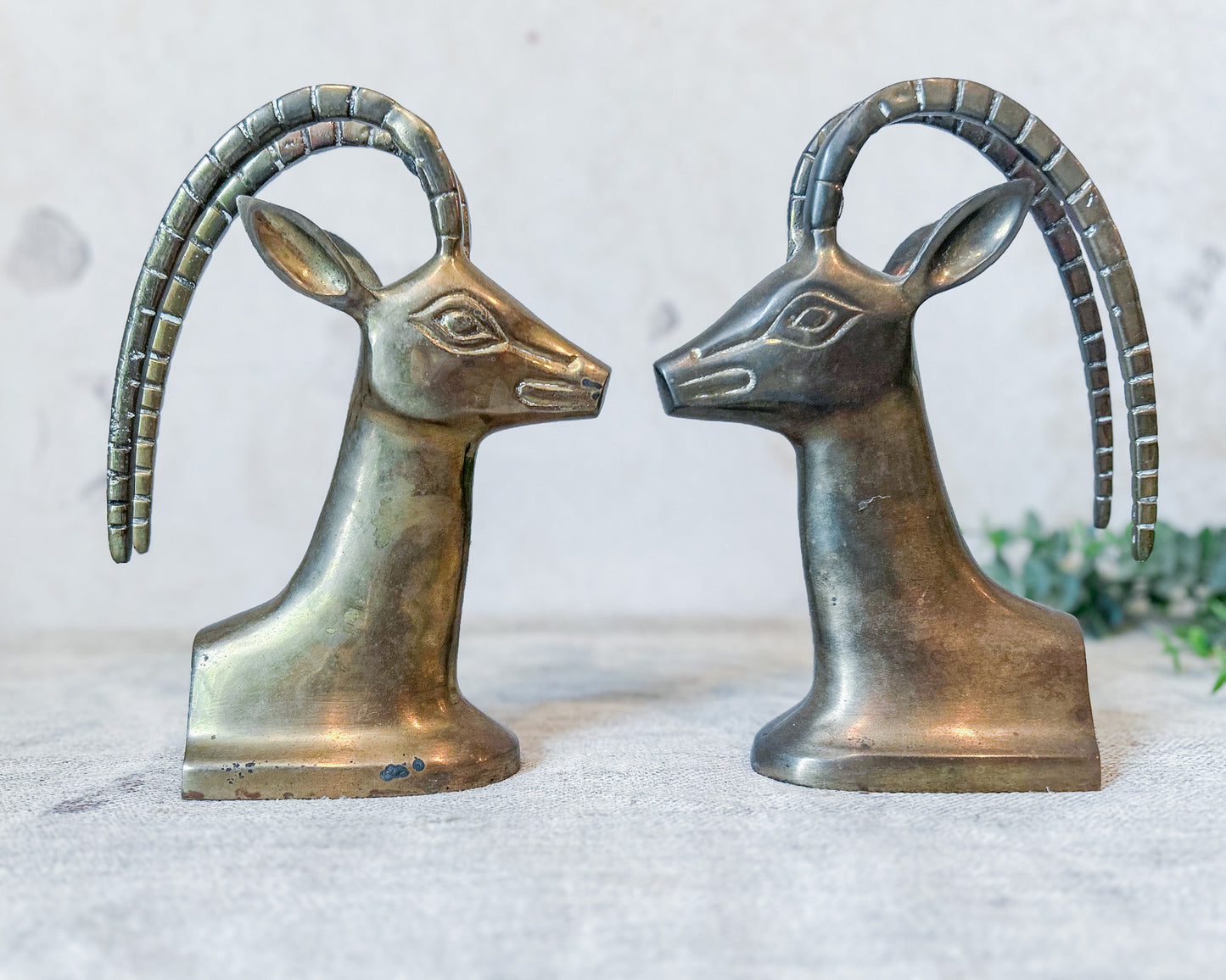 Vintage Brass Antelope Gazelle Bookends