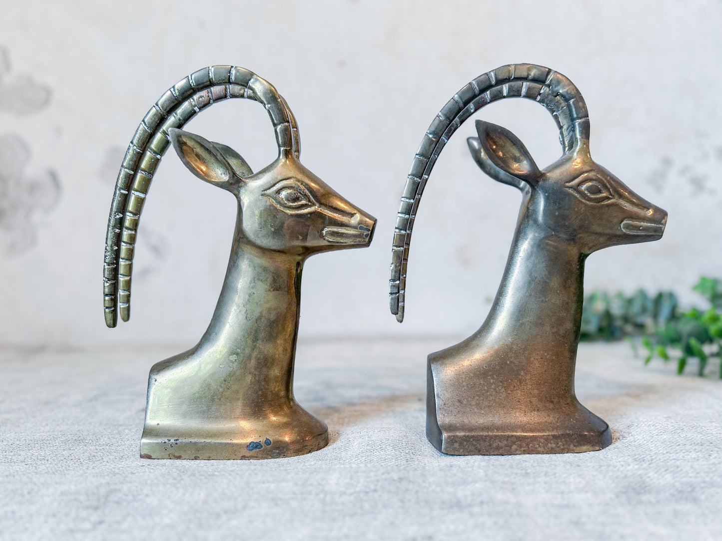 Vintage Brass Antelope Gazelle Bookends