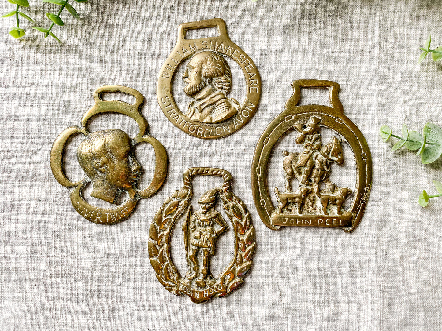 CHOICE Vintage English Horse Brass Bridle Medallions - Famous Britons