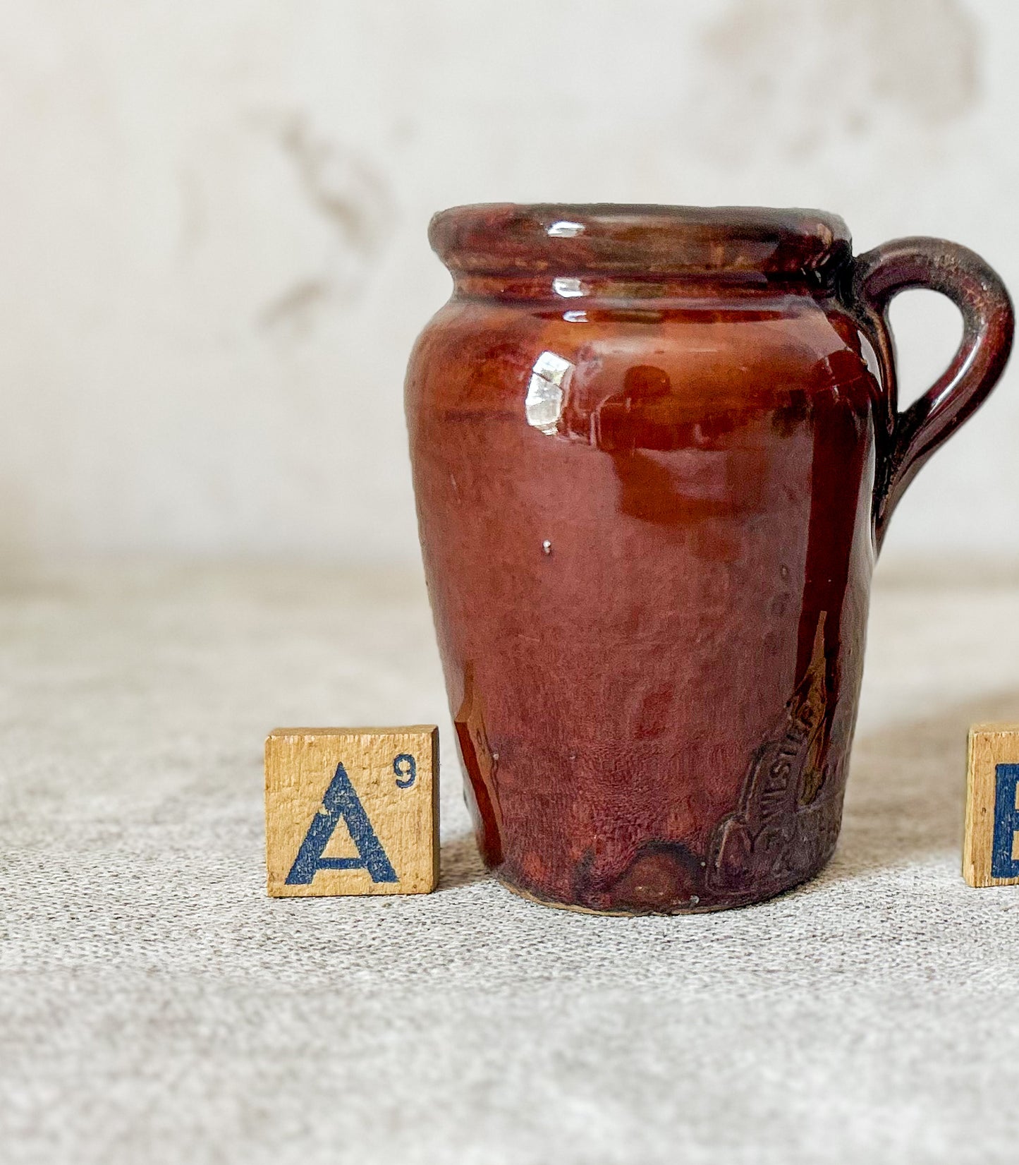 CHOICE Antique Brown Glazed Small Cream Jugs