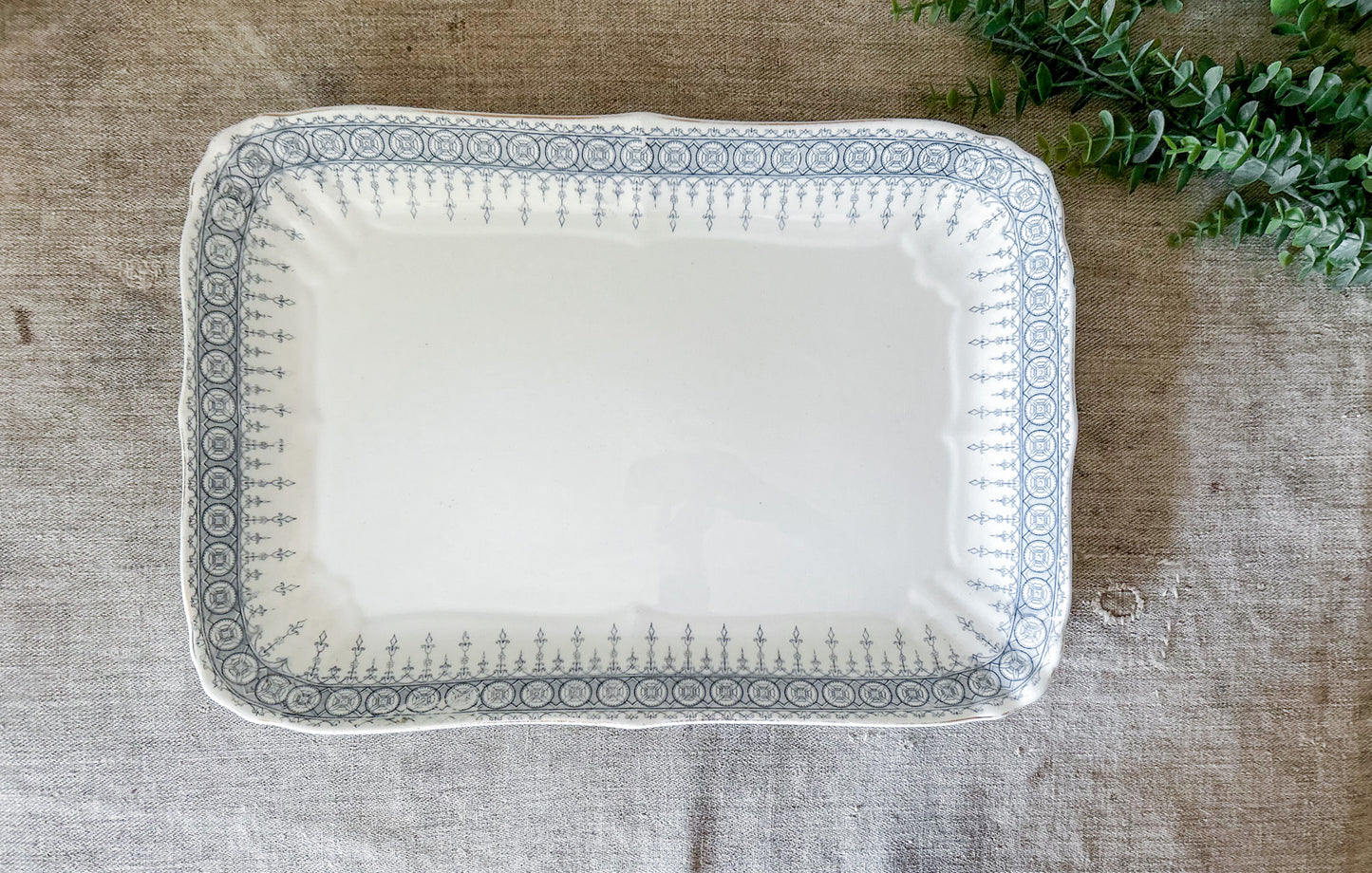 Antique Premier Blue Gray 12" Ironstone Platter by John Maddox, c1890