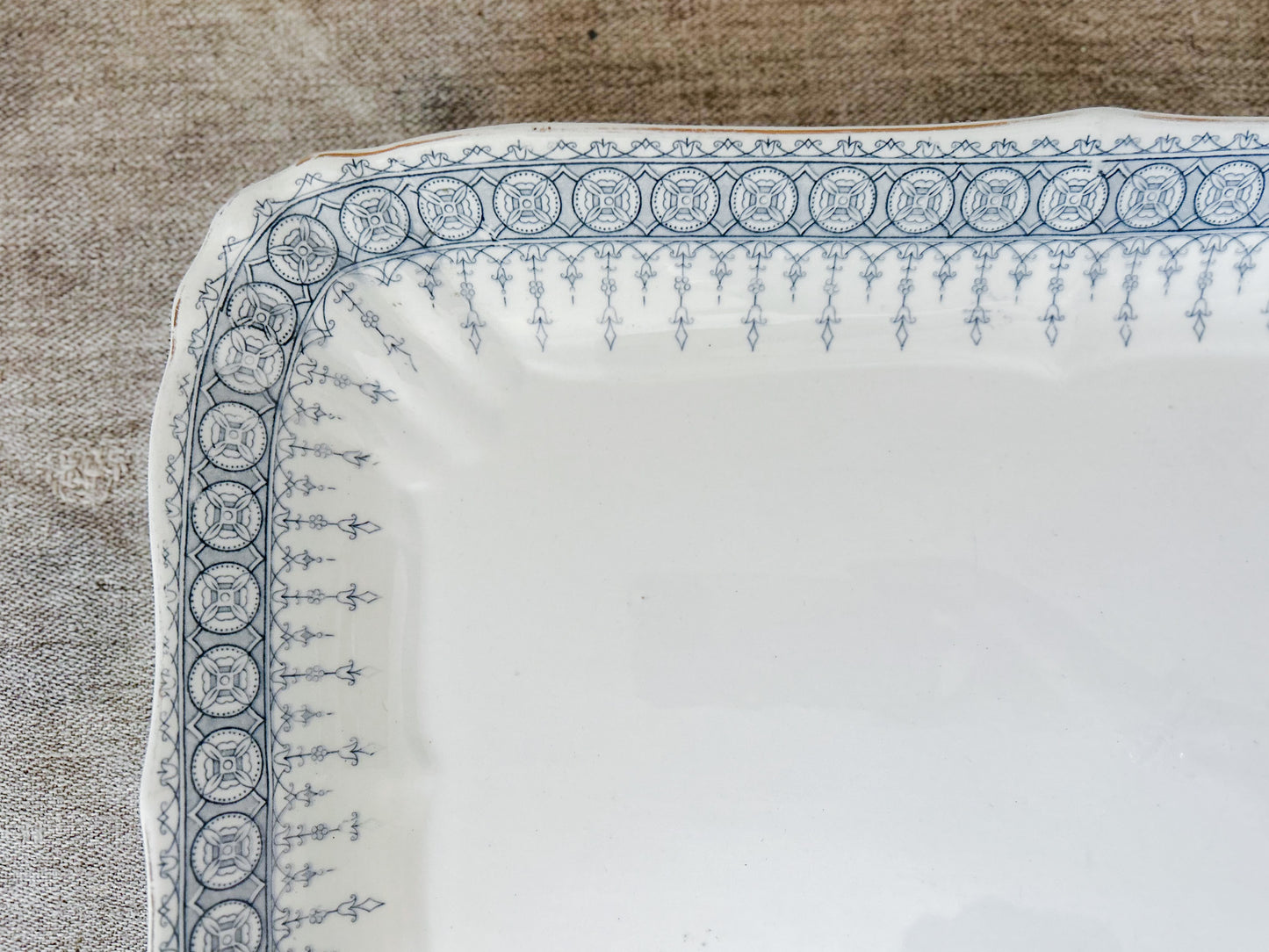 Antique Premier Blue Gray 12" Ironstone Platter by John Maddox, c1890