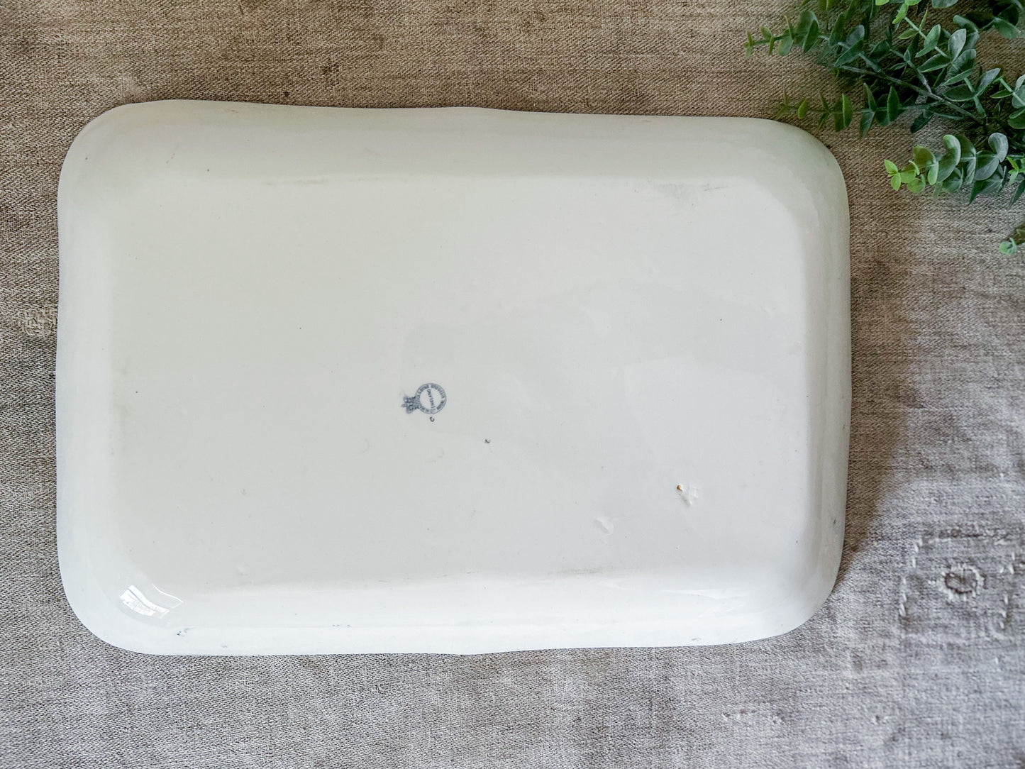 Antique Premier Blue Gray 12" Ironstone Platter by John Maddox, c1890