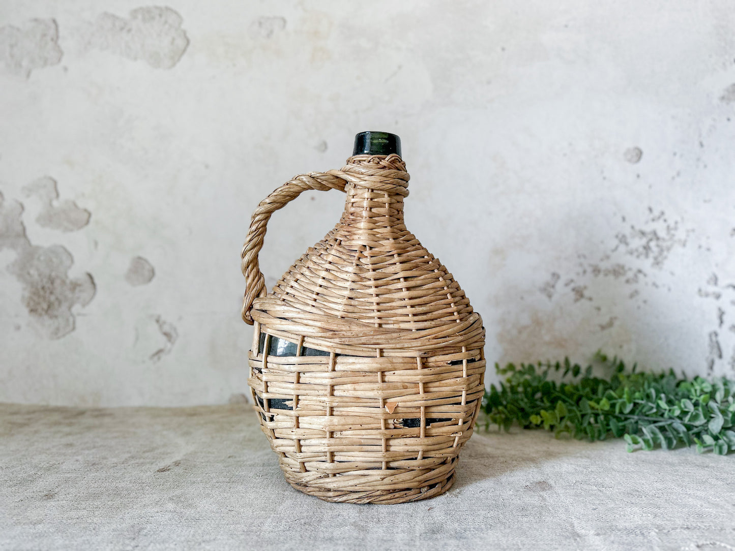 Vintage Wicker Wine Demijohn Bottle