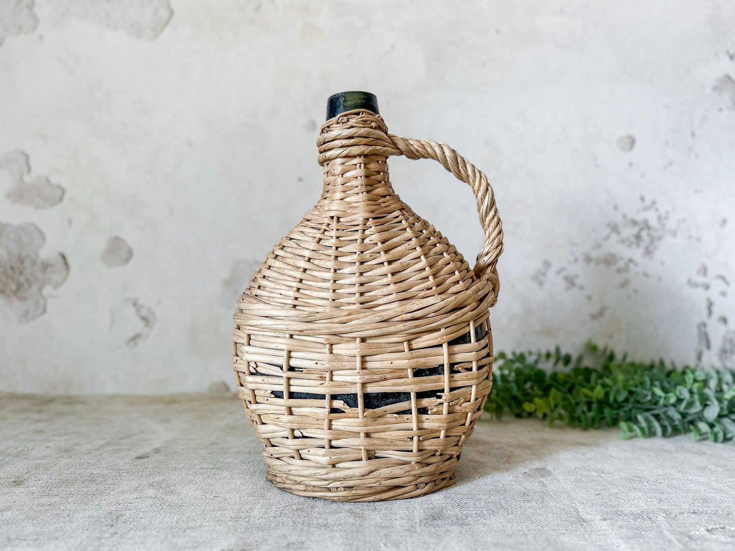 Vintage Wicker Wine Demijohn Bottle