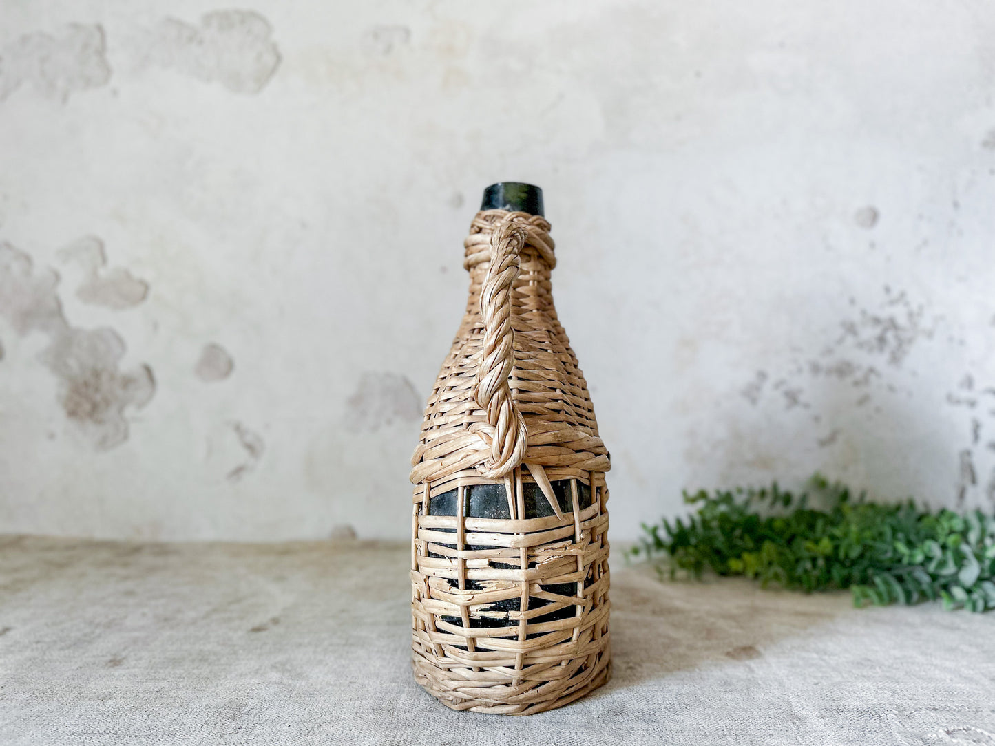 Vintage Wicker Wine Demijohn Bottle