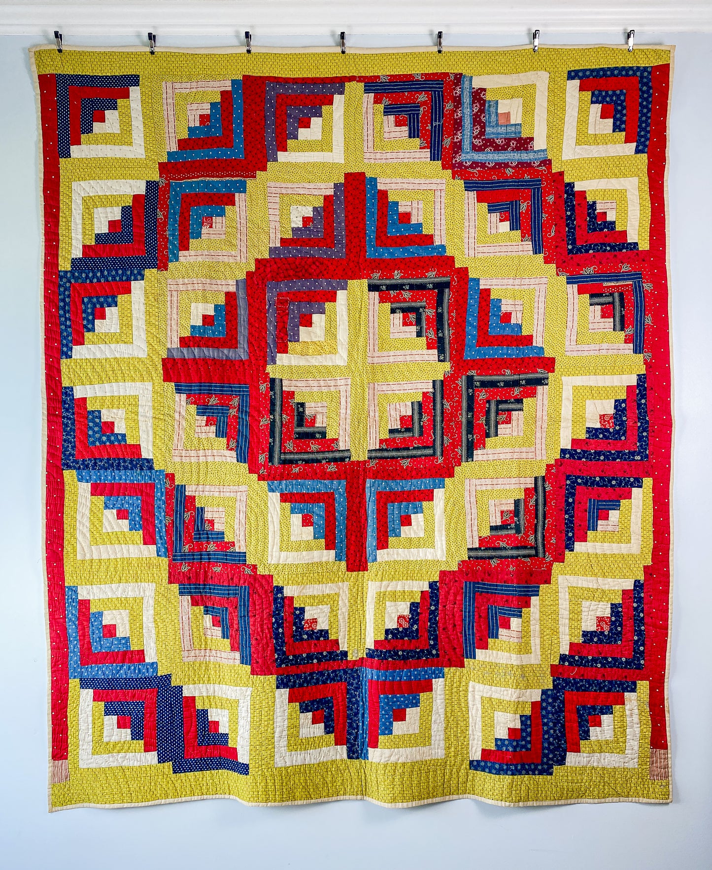 Antique Barn Raising Log Cabin Quilt, c1890