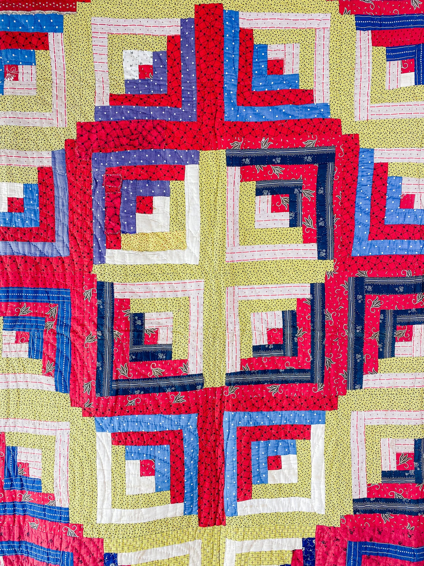 Antique Barn Raising Log Cabin Quilt, c1890