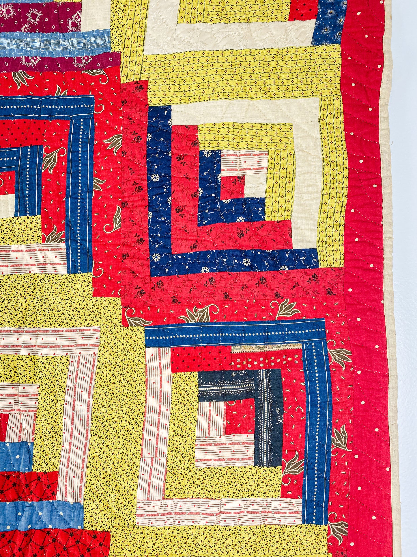 Antique Barn Raising Log Cabin Quilt, c1890