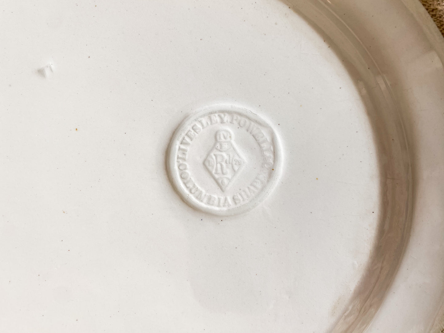 Antique White Ironstone Platter with Copper Luster Band and Pinstripes | Livesley Powell & Co, c1860