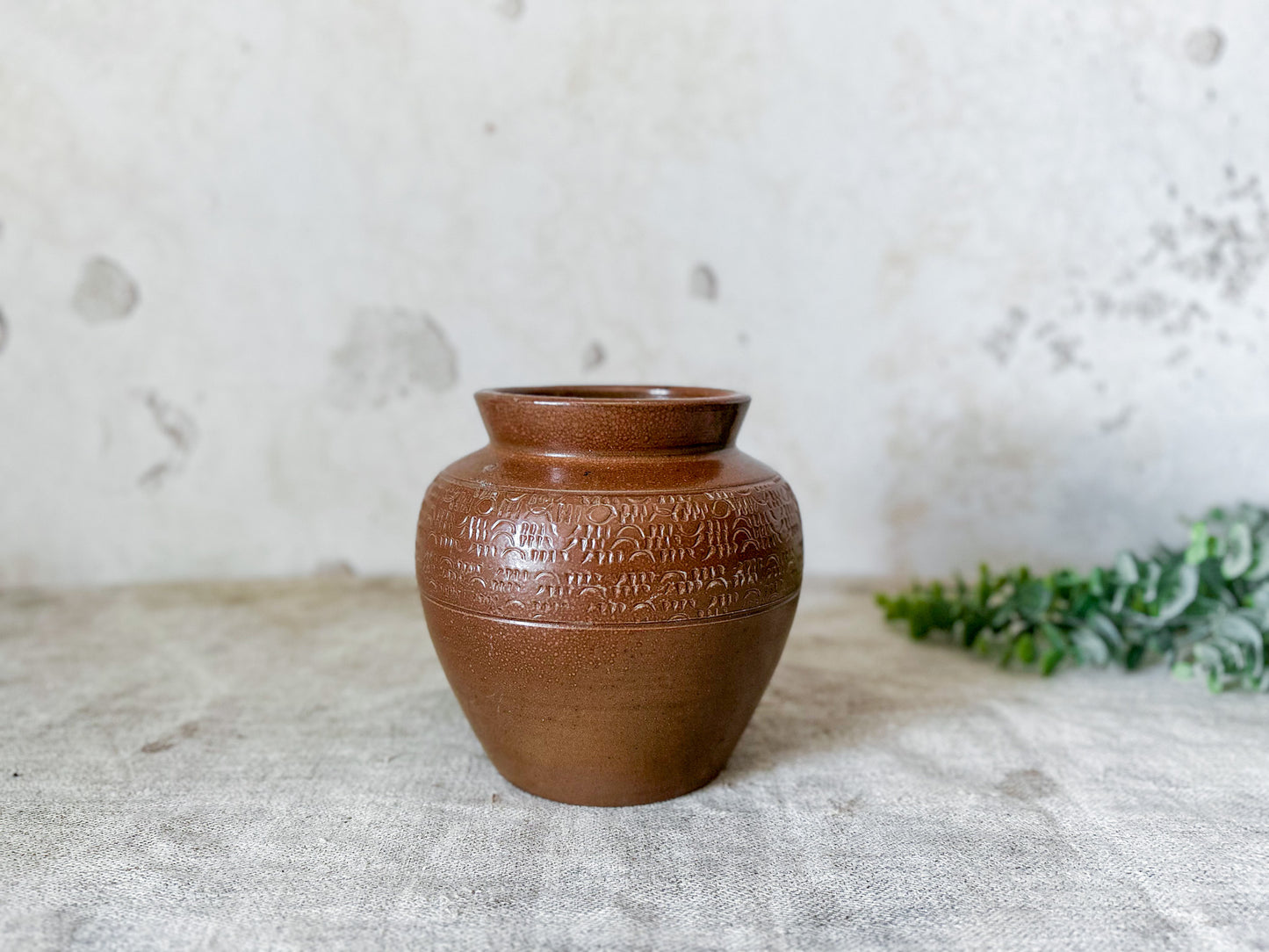 Antique English Brown Stoneware Storage Jar