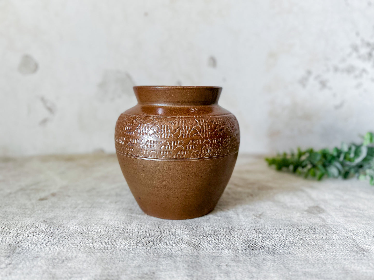 Antique English Brown Stoneware Storage Jar