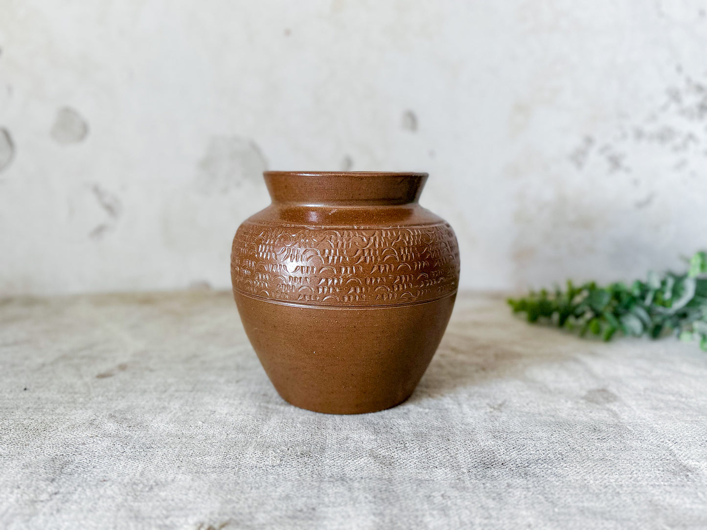 Antique English Brown Stoneware Storage Jar