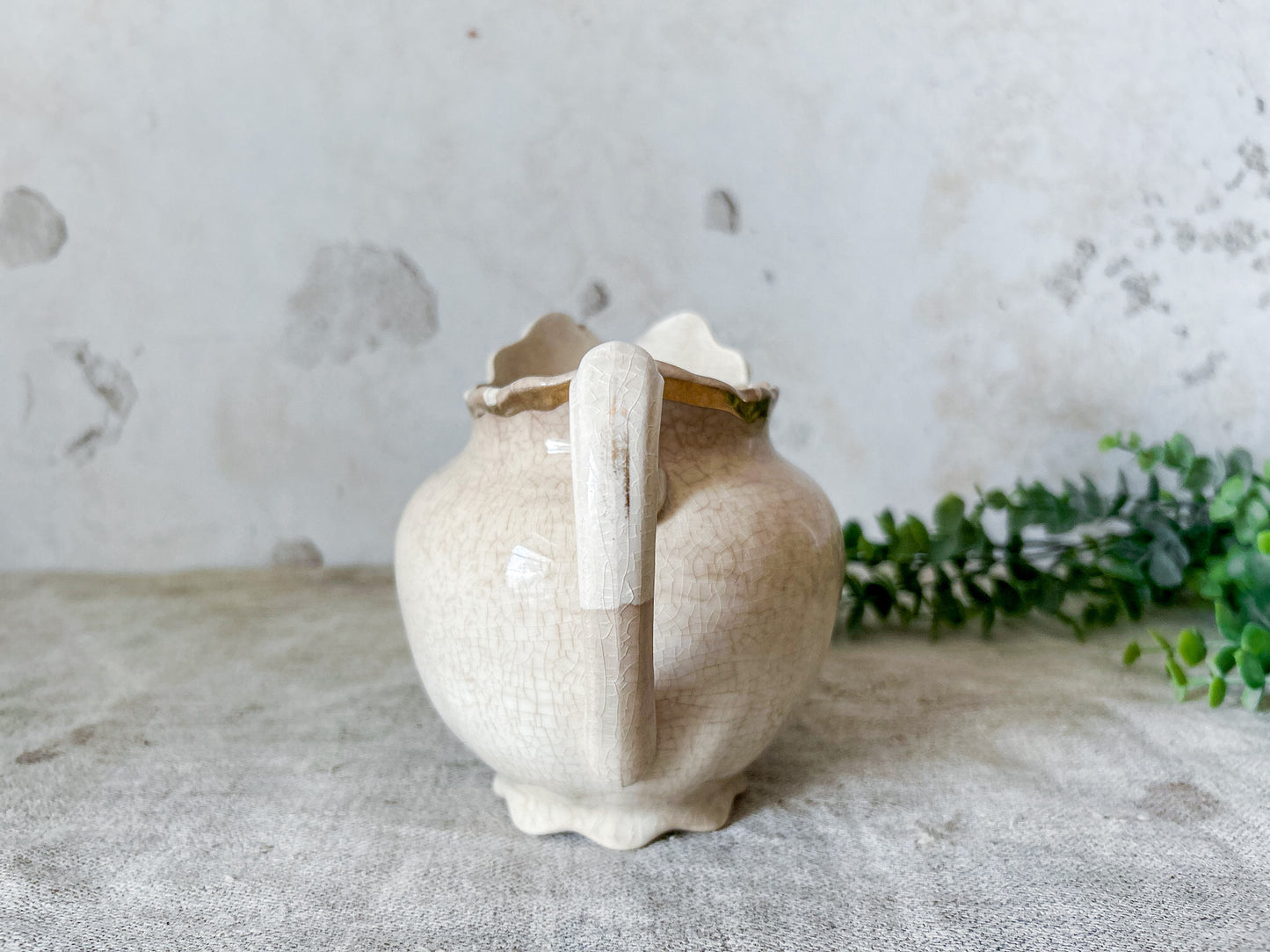 Vintage Stained Crazed Ironstone Creamer Pitcher