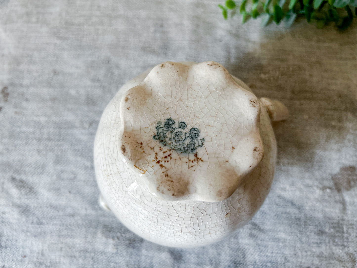 Vintage Stained Crazed Ironstone Creamer Pitcher
