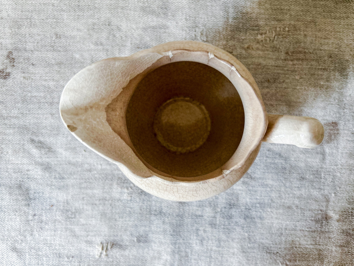 Vintage Stained Crazed Ironstone Creamer Pitcher