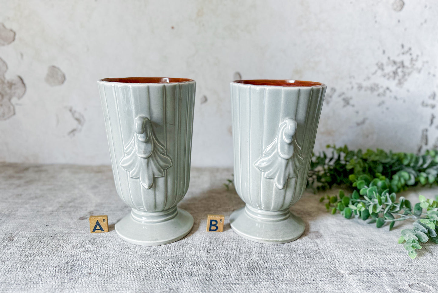 CHOICE Vintage Red Wing Two Handle Gray Vase #1362