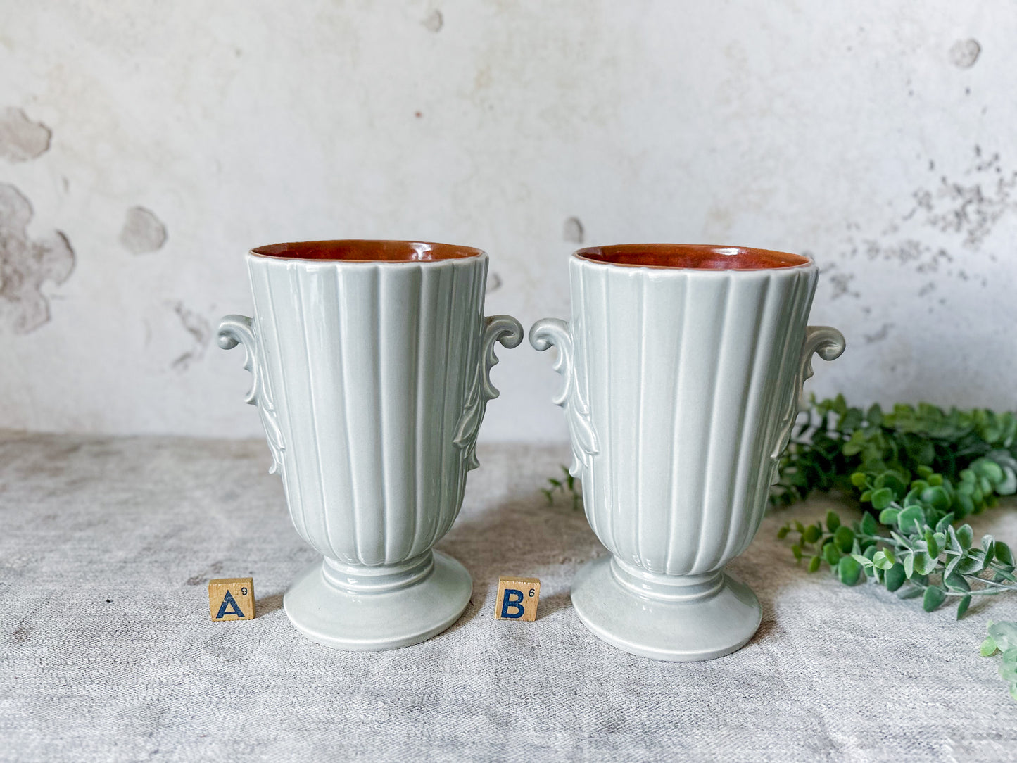 CHOICE Vintage Red Wing Two Handle Gray Vase #1362