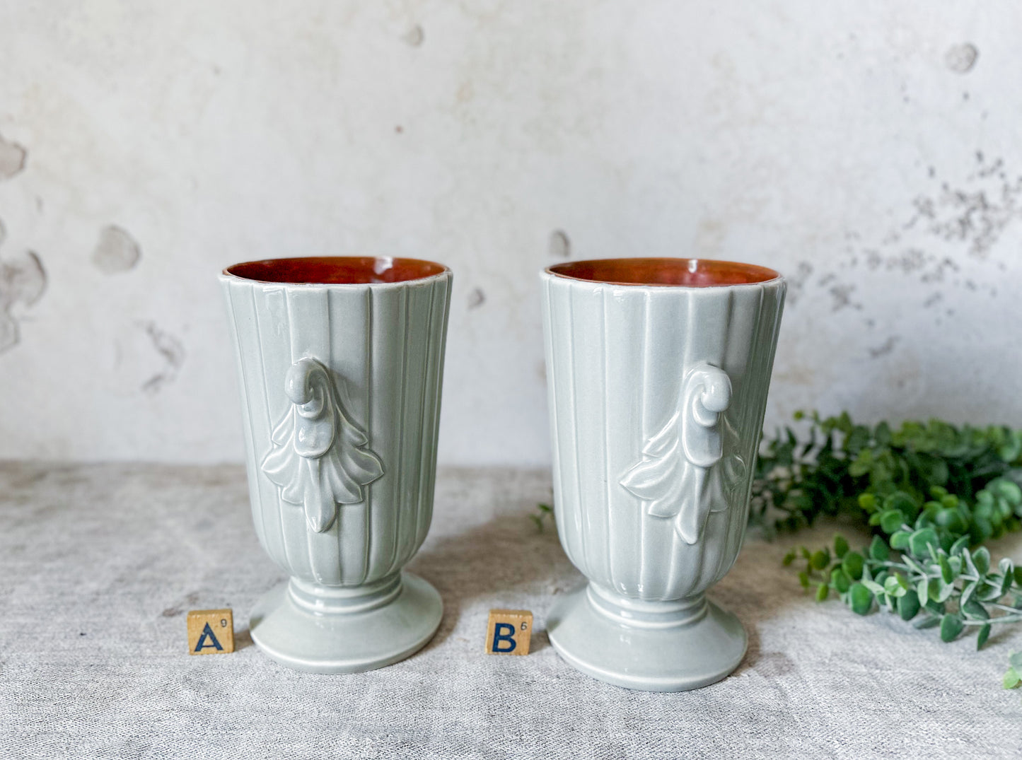 CHOICE Vintage Red Wing Two Handle Gray Vase #1362