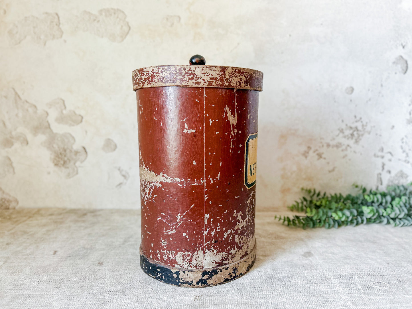 Antique Wood Apothecary 13" Canister