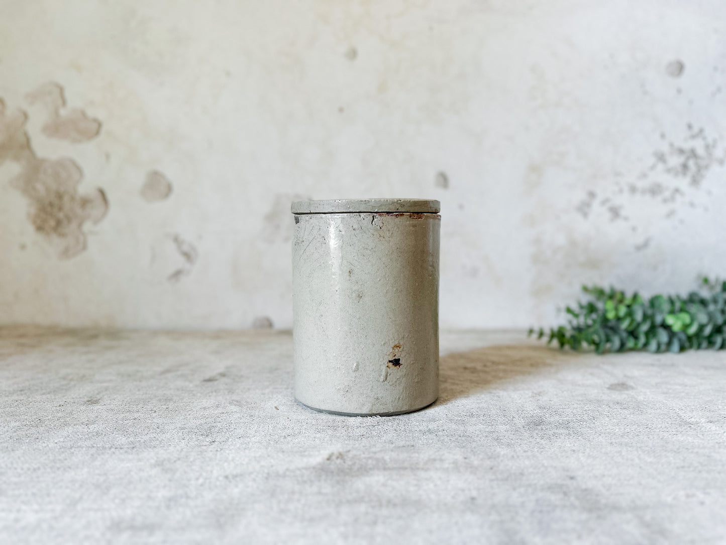 Antique English Stoneware Jar with Lid