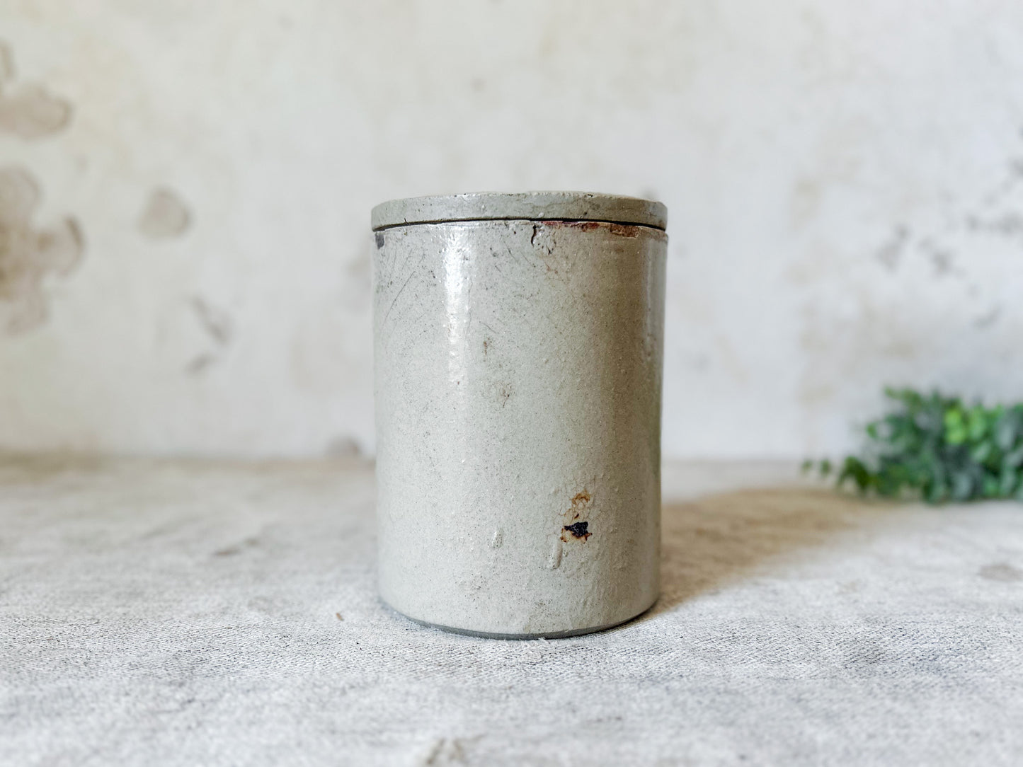 Antique English Stoneware Jar with Lid